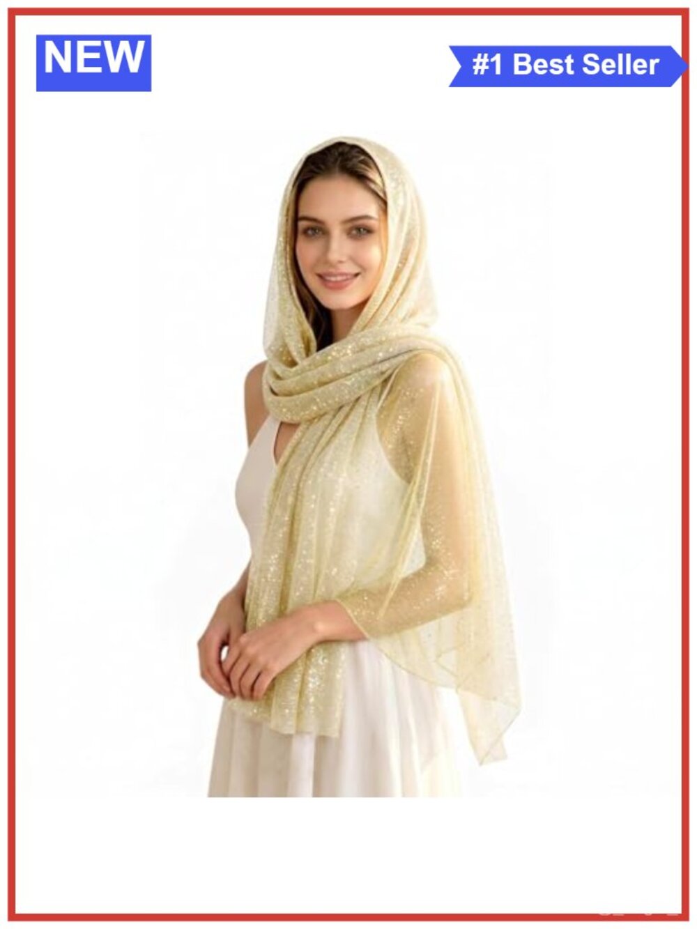 Sequin Sheer Mesh Scarf Shawl Wrap for Evening Dresses, Rave, Head Scarf